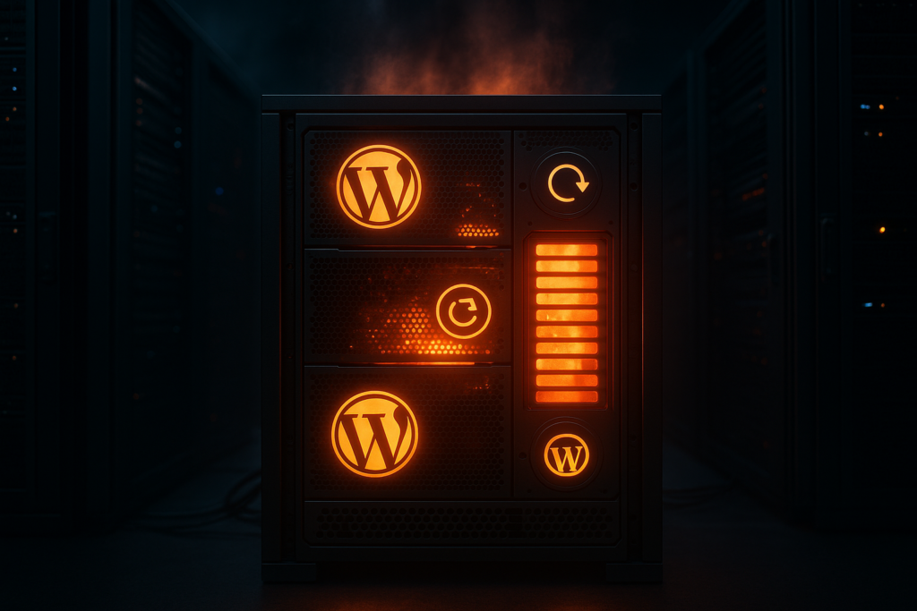 Serveur sous charge de sauvegarde WordPress avec utilisation élevée du CPU