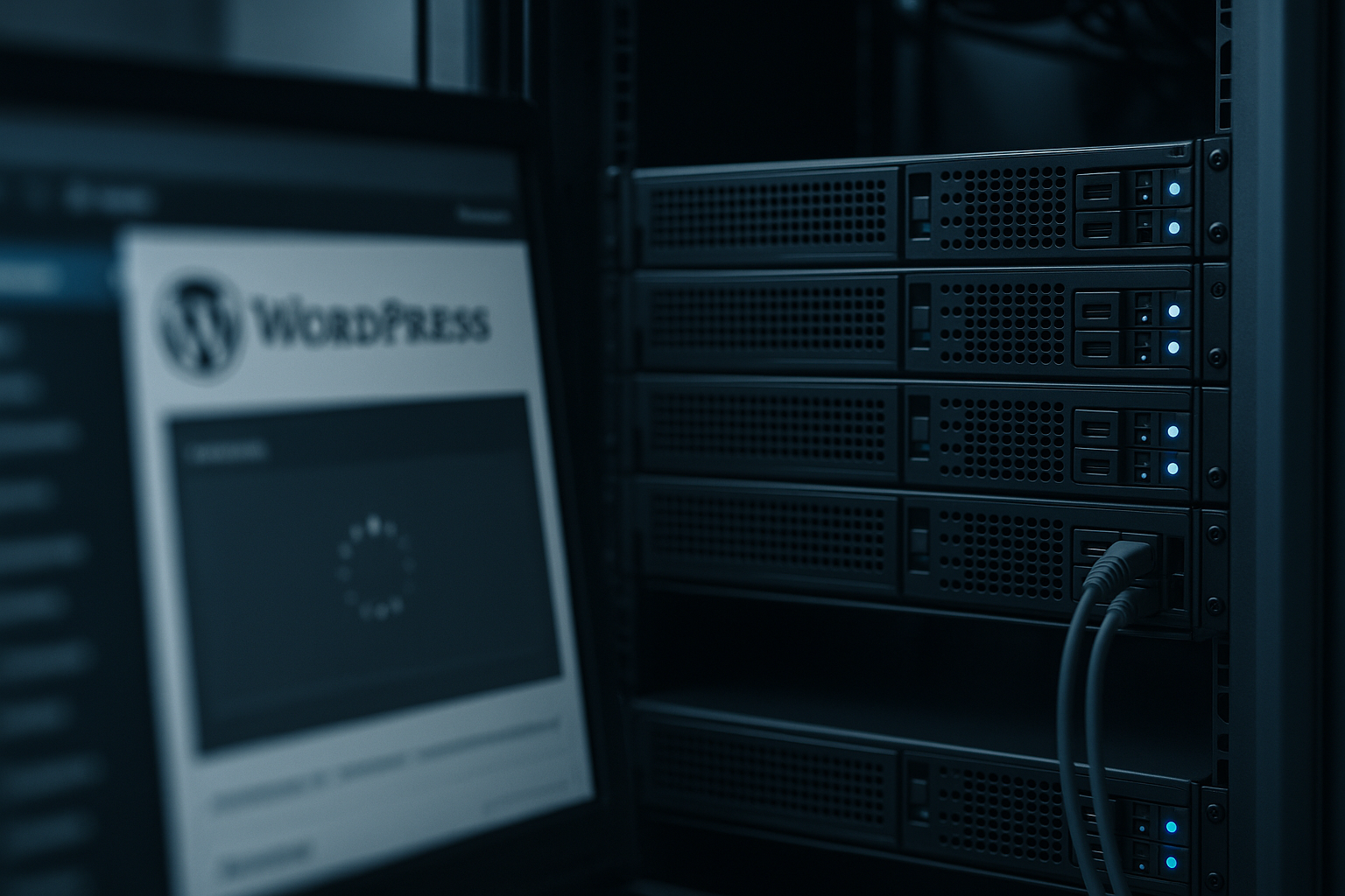 Le serveur et le tableau de bord WordPress symbolisent un premier appel de page lent