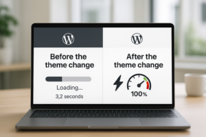 Changement de thème WordPress pour un meilleur temps de chargement avant-après comparaison