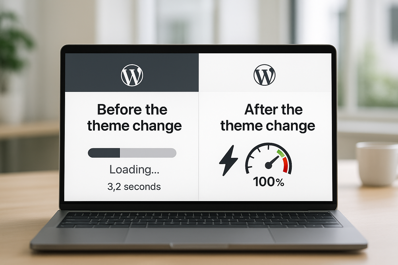 Changement de thème WordPress pour un meilleur temps de chargement avant-après comparaison