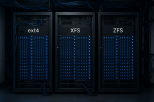 Stockage serveur avec systèmes de fichiers EXT4 XFS ZFS dans l'hébergement