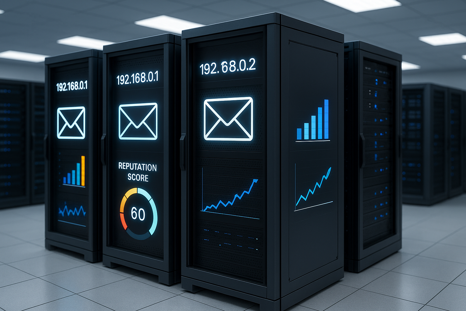 Infrastructure moderne d'hébergement d'e-mails avec réputation IP et délivrabilité