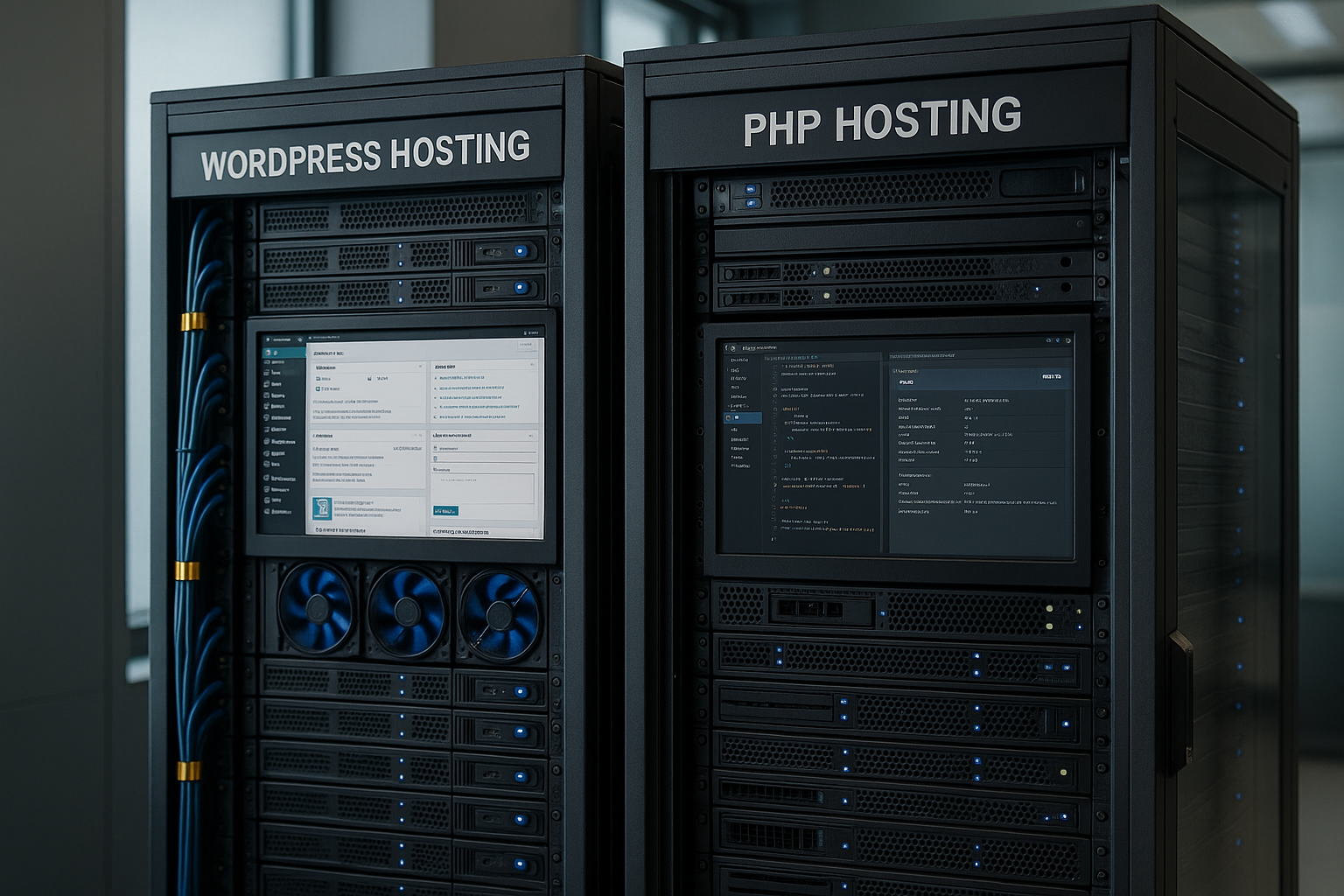 Salle de serveurs pour l'infrastructure d'hébergement