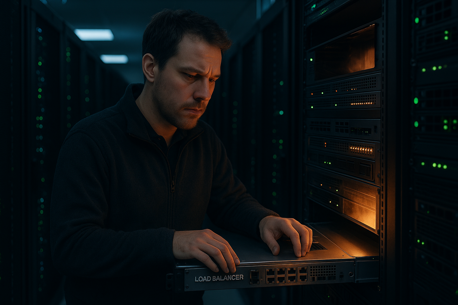 Salle de serveurs avec Load Balancer - Risques et problèmes visibles