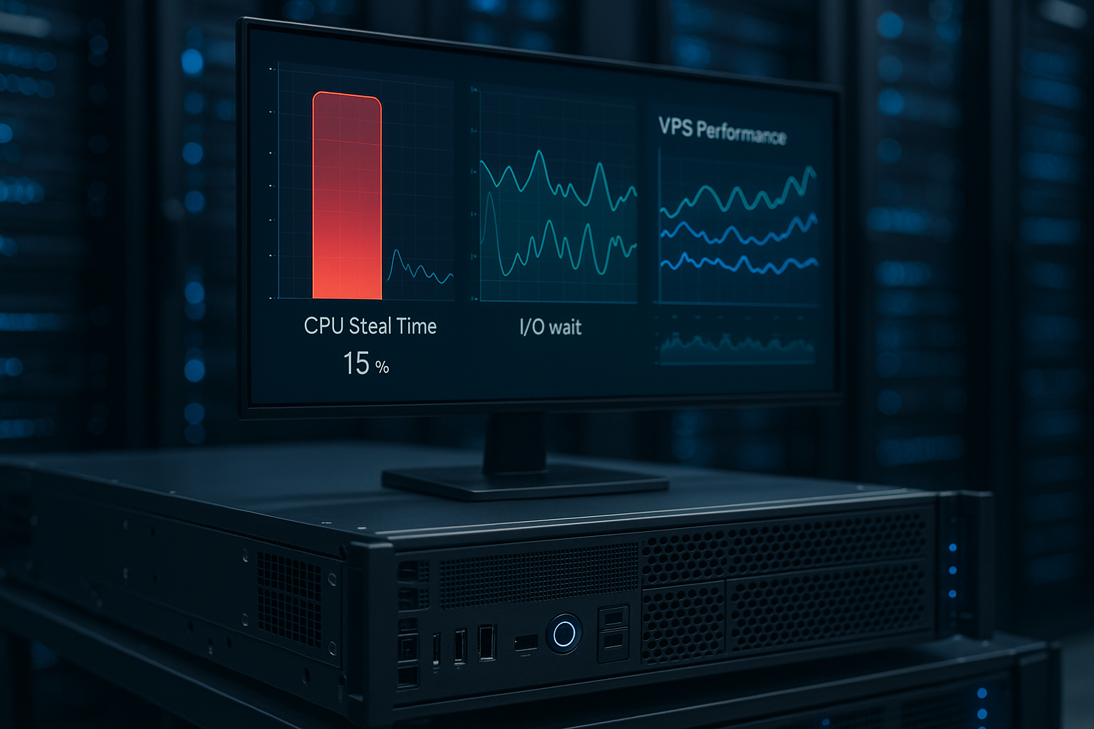 Analyse des performances VPS avec CPU Steal Time et temps d'attente I/O dans les serveurs virtualisés