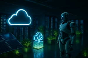 Architecture d'hébergement web futuriste avec cloud et edge computing