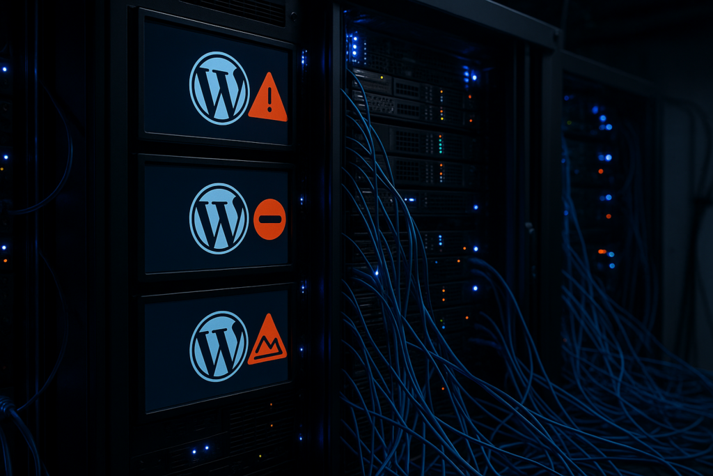 Salle de serveur avec limites d'hébergement WordPress et problèmes de performance