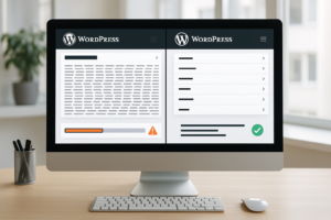 Menu WordPress Problèmes de performance visualisés avec de nombreuses entrées