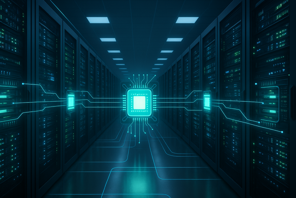Salle de serveurs avec ordonnancement CPU Hébergement Visualisation