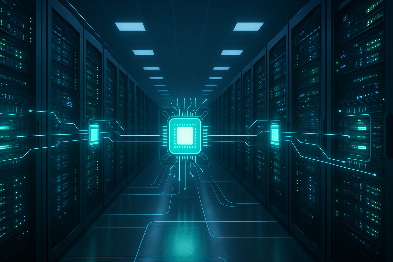 Salle de serveurs avec ordonnancement CPU Hébergement Visualisation