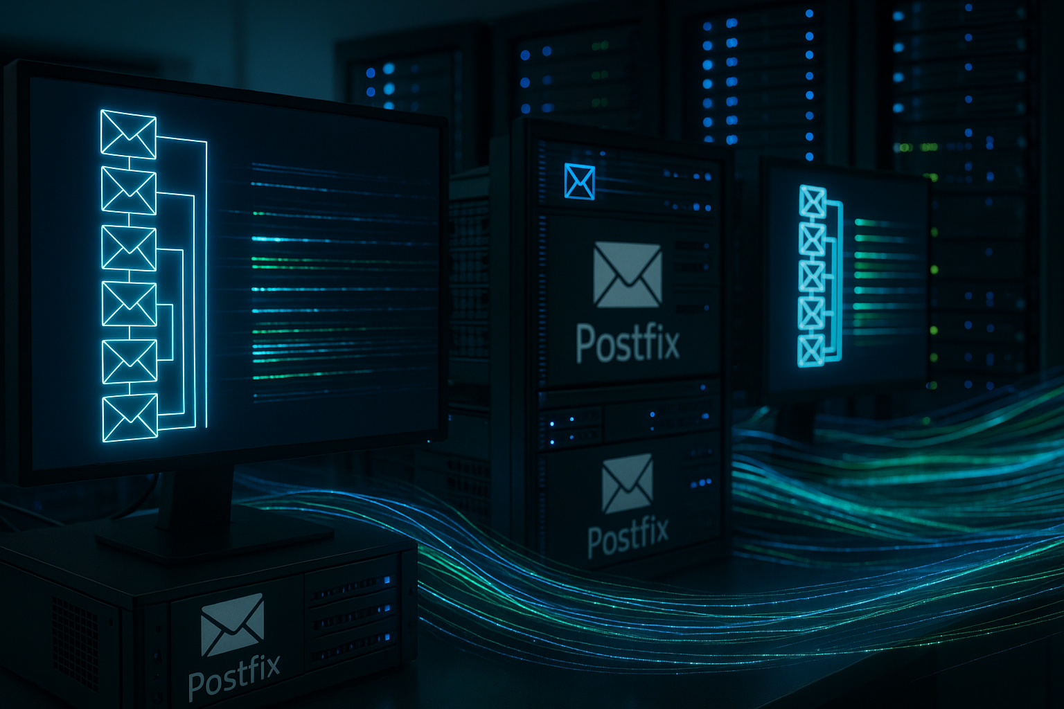 Salle de serveurs avec gestion de la file d'attente des e-mails en mode hébergé