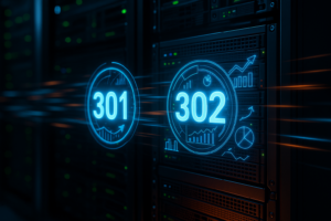 Image photoréaliste du serveur de redirection HTTP avec codes 301 et 302