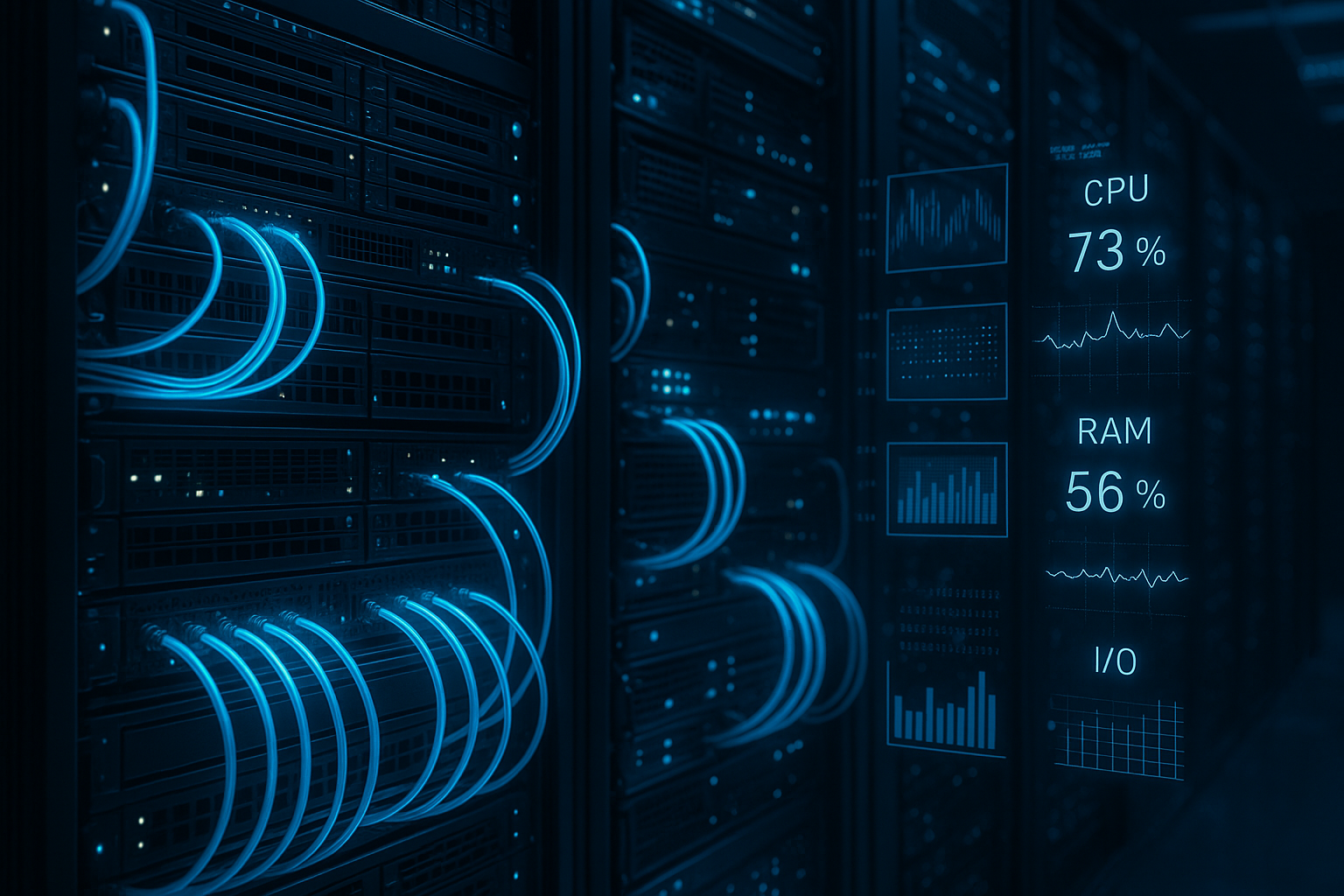 Serveur avec limites de ressources CPU, RAM et I/O Visualisation dans l'hébergement mutualisé
