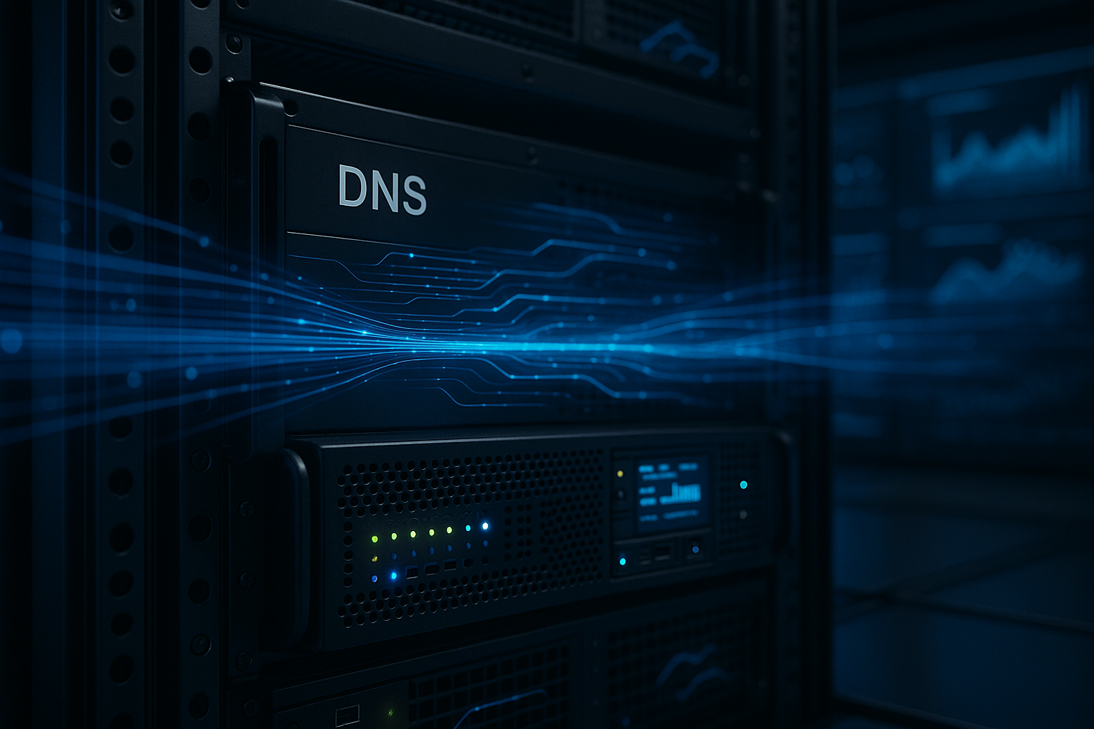 Graphique photoréaliste sur la minimisation des requêtes DNS et les effets sur les performances