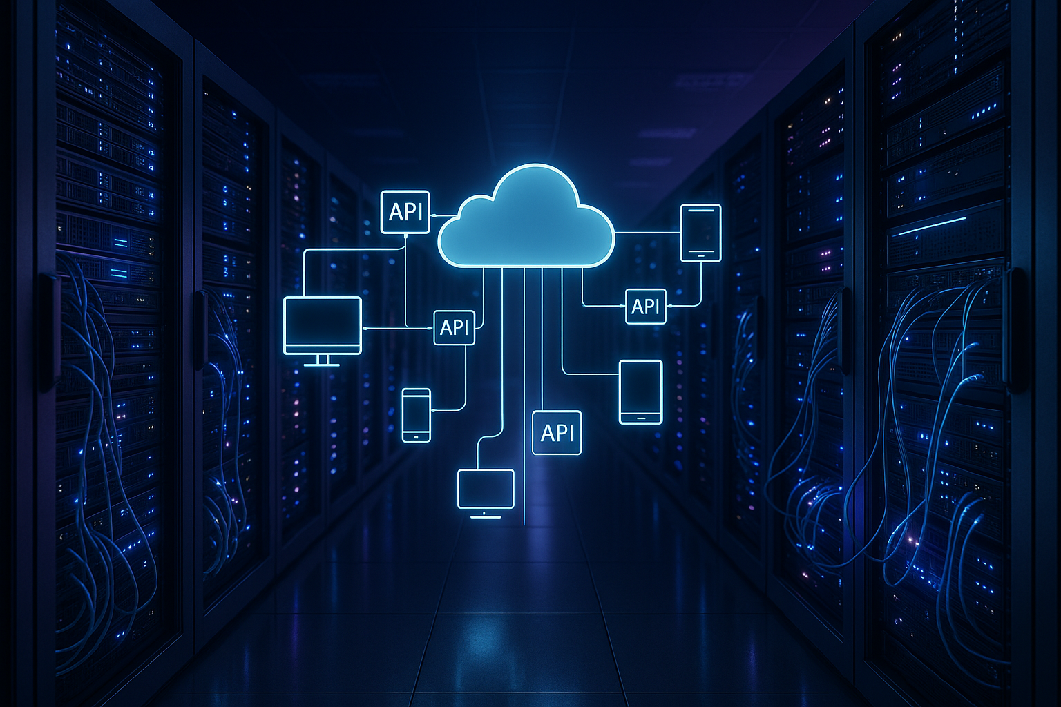 Serveur moderne avec infrastructure cloud pour l'hébergement CMS headless et les architectures pilotées par API