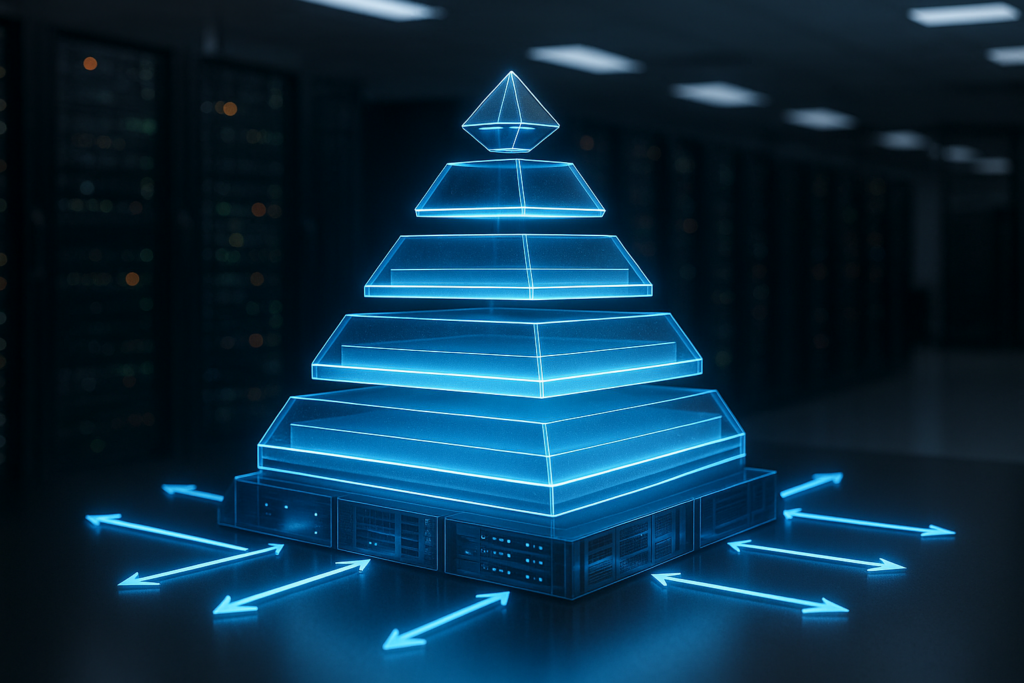 Pyramide de la hiérarchie du cache du serveur avec modèles d'accès