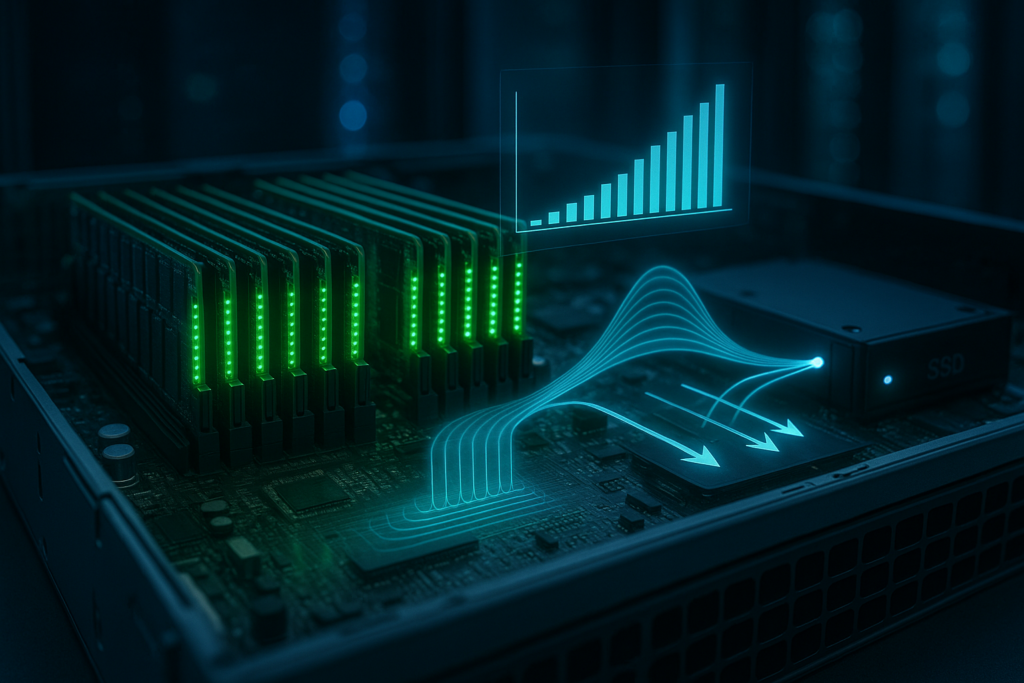 Serveur avec visualisation de l'utilisation du swap pour la performance de l'hébergement