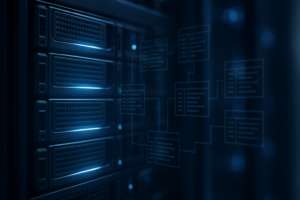 Rack de serveurs avec optimisation de la base de données et du stockage dans un environnement d'hébergement moderne