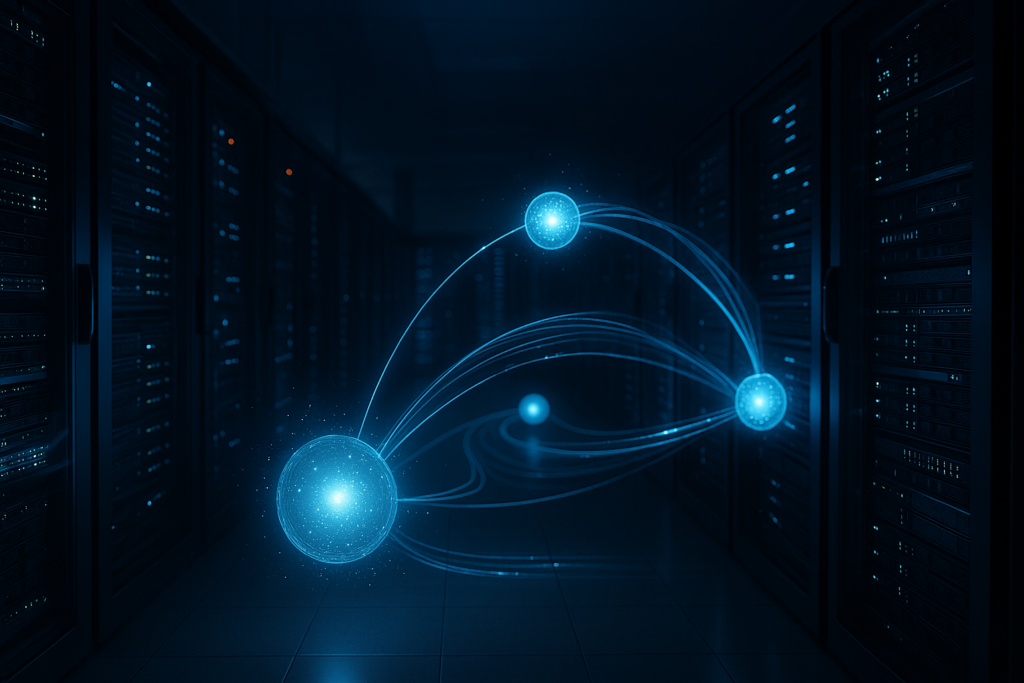 Centre de données avec serveurs DNS et trafic visualisé pour résolveur récursif