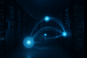 Centre de données avec serveurs DNS et trafic visualisé pour résolveur récursif