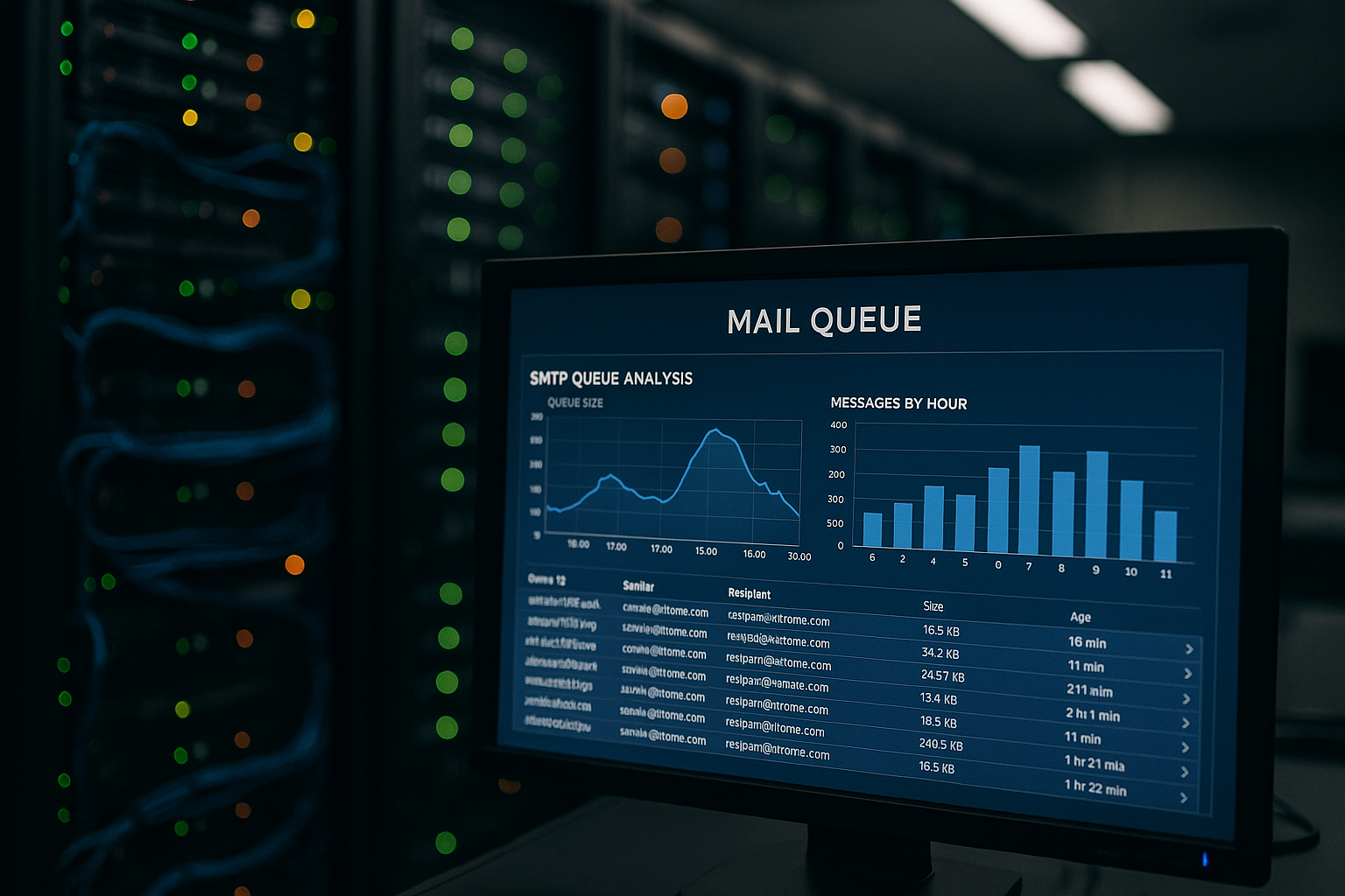 Surveillance de la file d'attente SMTP dans la salle des serveurs