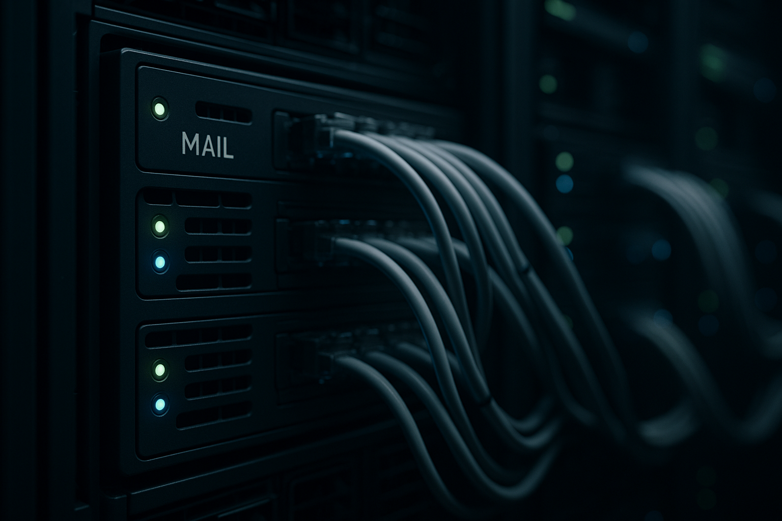 Serveur de messagerie moderne dans le centre de données avec file d'attente d'e-mails contrôlée