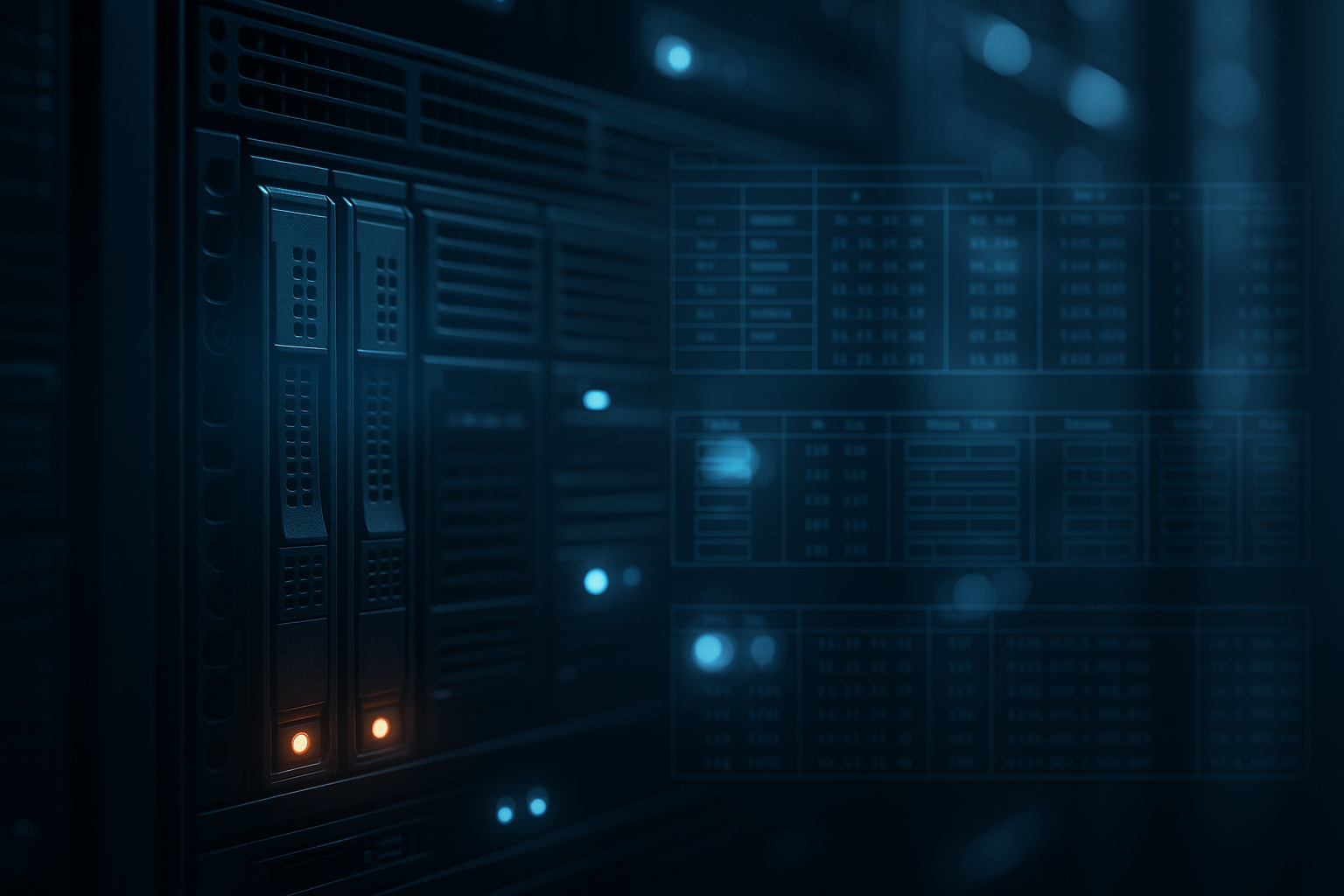 Serveur avec logs de transactions de bases de données dans le centre de données