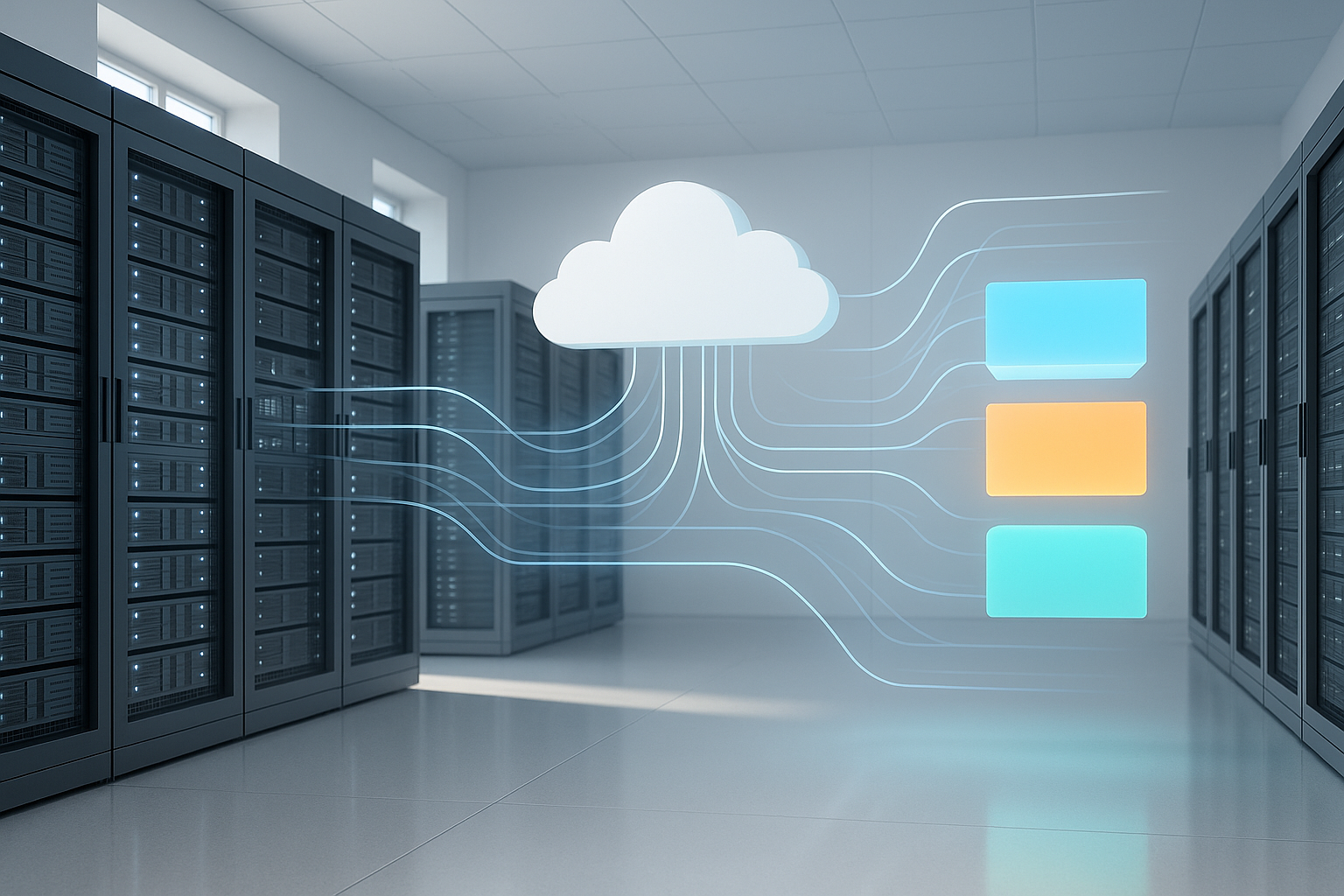 Infrastructure cloud photoréaliste avec serveurs évolutifs et séparation des mandants