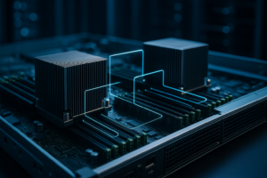 Serveur moderne en rack avec unités centrales et mémoire en réseau visible pour l'optimisation NUMA