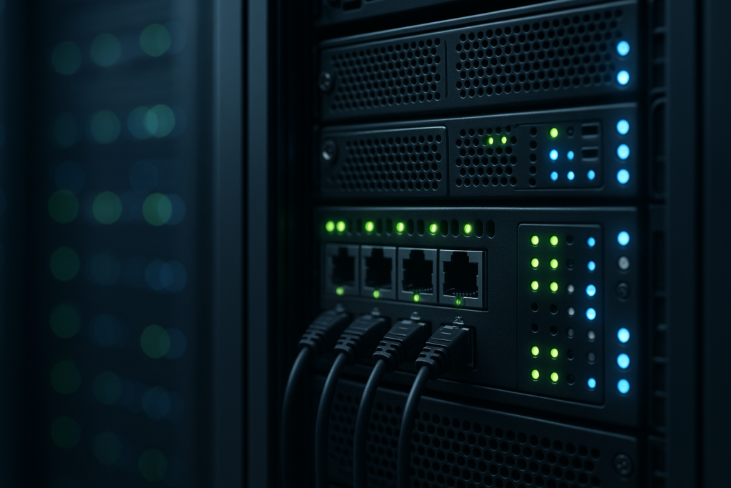 Rack de serveurs dans un centre de données avec cryptage TLS et Perfect Forward Secrecy