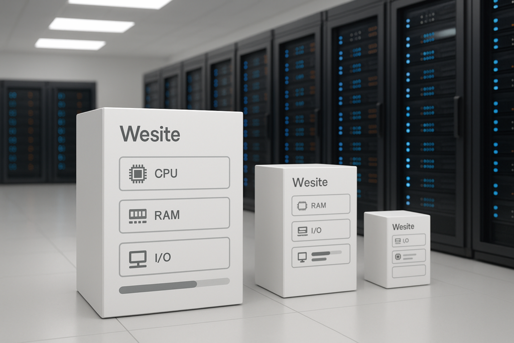 Environnement serveur avec visualisation des limites LVE de CloudLinux pour l'hébergement