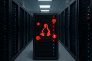Serveur d'hébergement mutualisé présentant une faille de sécurité « Copy Fail » dans le noyau Linux au sein du centre de données