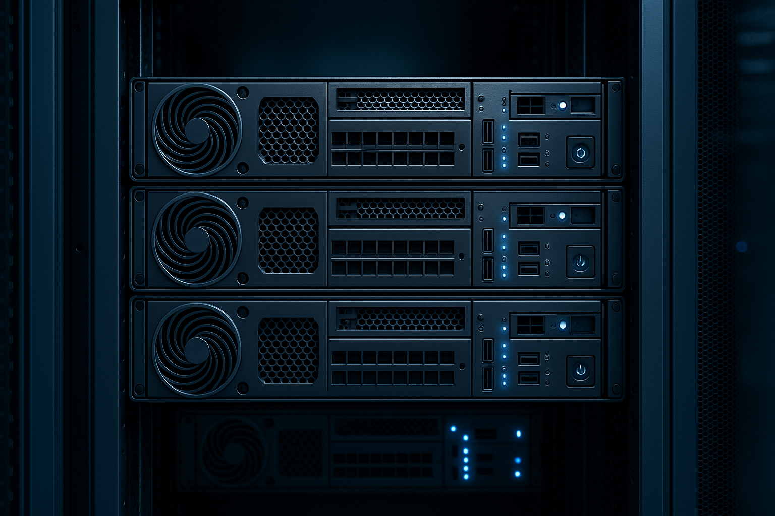 Rack de serveurs moderne avec environnement d'hébergement sous CloudLinux OS