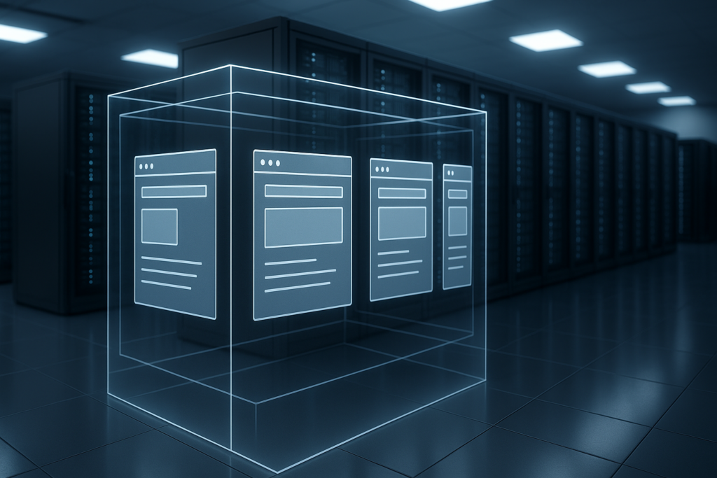 Racks de serveurs avec des sites web isolés de manière symbolique dans un environnement CloudLinux
