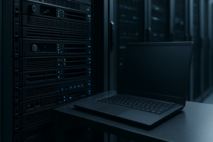Rack de serveurs moderne dans le centre de données pour l'optimisation des processeurs