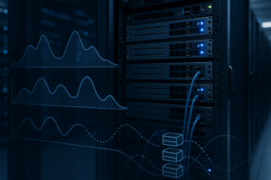 Centre de données équipé de serveurs Linux et de graphiques de performances abstraits destinés à l'analyse eBPF