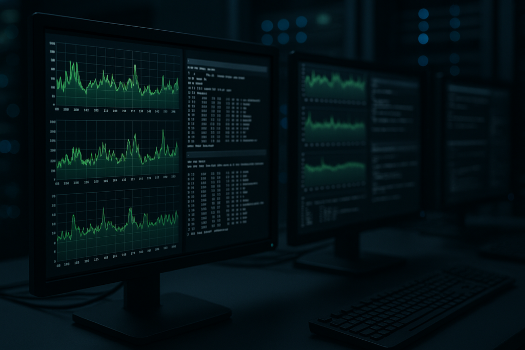 Un administrateur système analyse les performances de Linux à l'aide des outils bcc eBPF sur des moniteurs