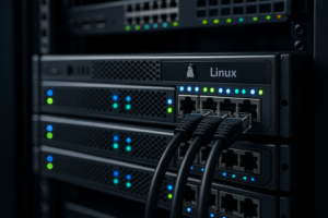 Serveur web Linux doté de plusieurs connexions réseau dans un centre de données