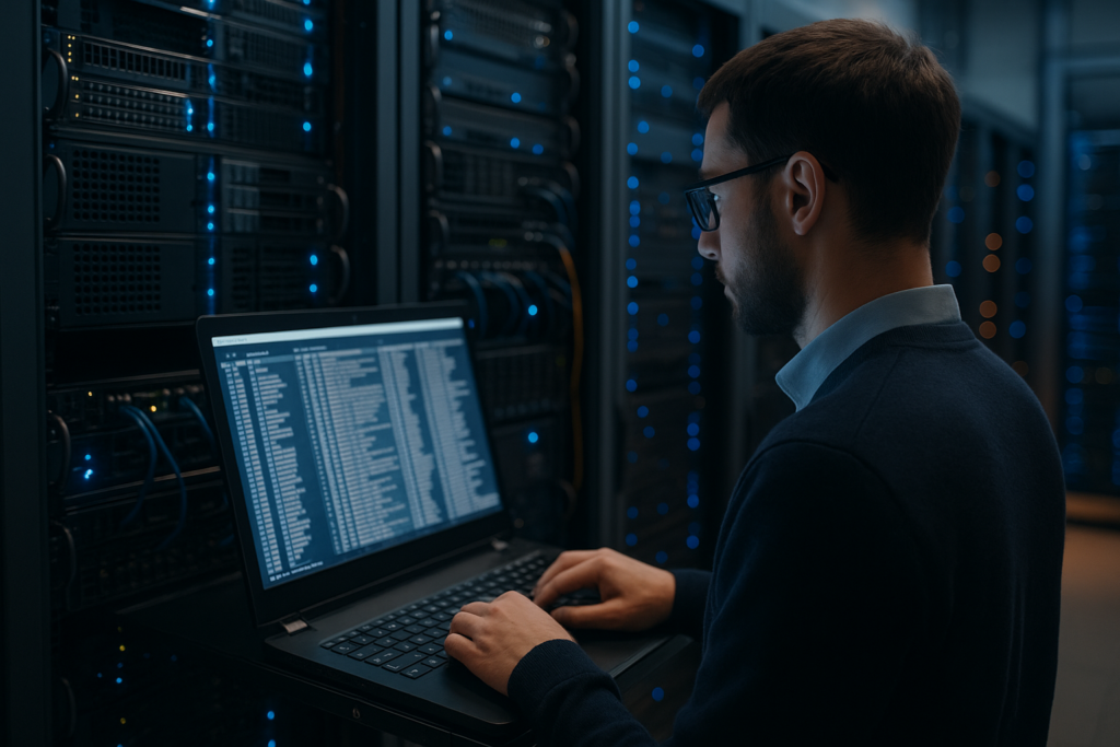 Un administrateur analyse les fichiers ouverts sur un serveur Linux dans le centre de données
