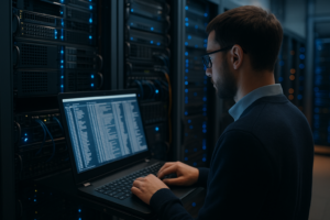Un administrateur analyse les fichiers ouverts sur un serveur Linux dans le centre de données