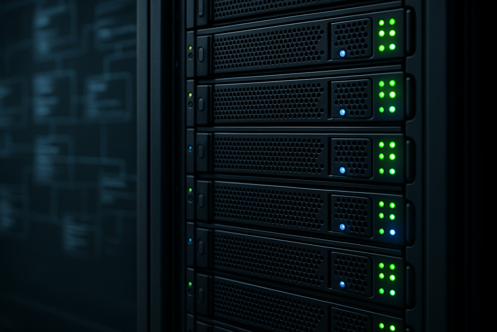 Rack de serveurs dans le centre de données pour l'optimisation de l'index de hachage adaptatif MariaDB