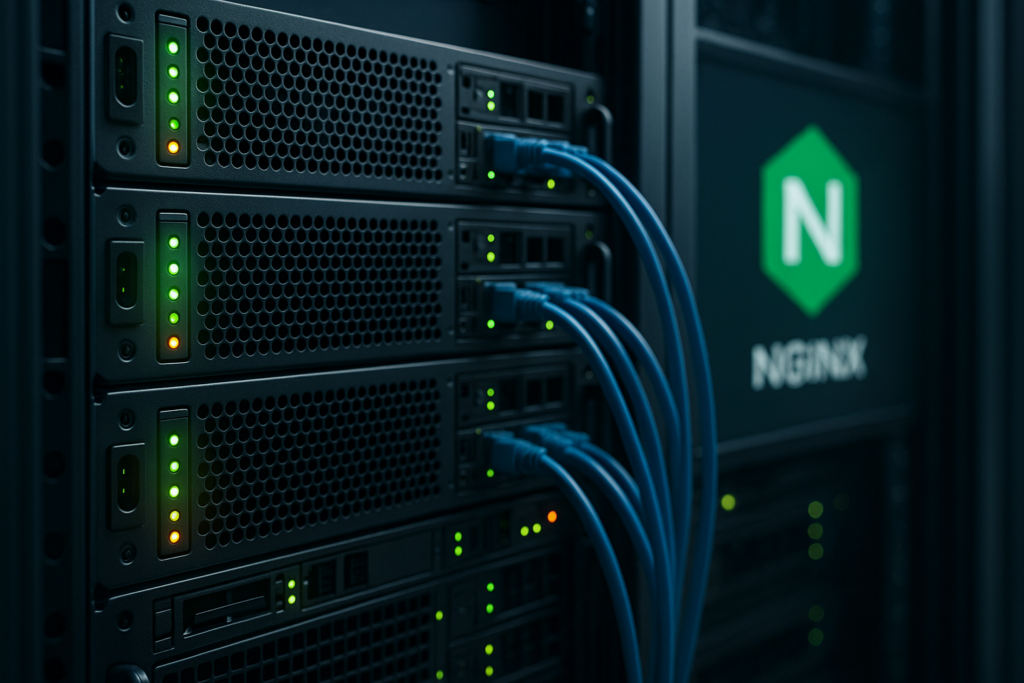 Rack de serveurs avec hébergement NGINX pour un nombre élevé de connexions