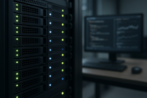 Racks de serveurs dans un centre de données dédié à l'hébergement web PHP JIT
