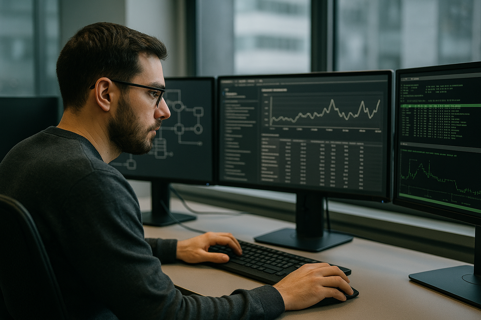 Un administrateur Linux analyse la charge des processus sur des écrans