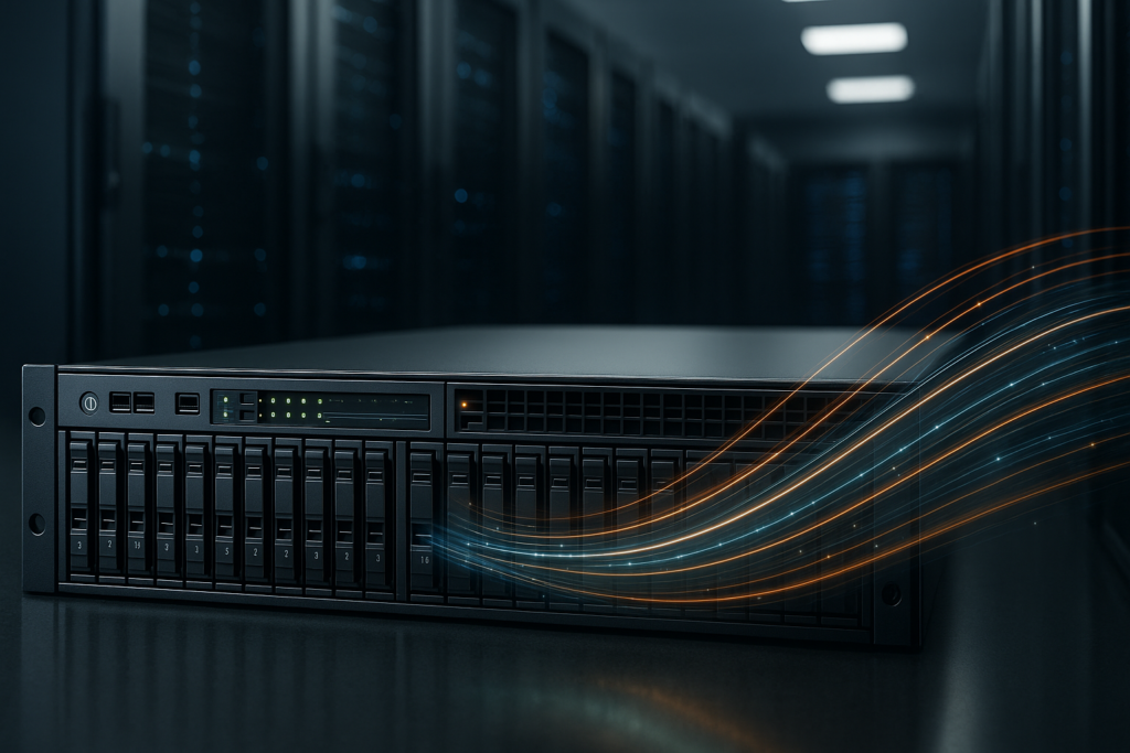 Serveur photoréaliste avec des flux de données illustrant le stockage de session Redis en PHP