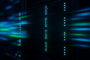 Centre de données équipé de baies de serveurs modernes et offrant des performances réseau TCP BBR optimisées