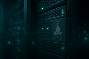 Serveur Linux avec indicateurs de pression de décrochage visualisés dans le centre de données